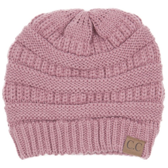 Cable Knit Beanie Hat - Thick Chunky Winter Beanie In Violet (One Size)